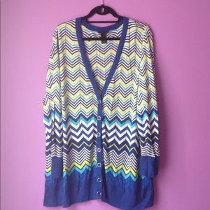 Lane Bryant blue and green cardigan